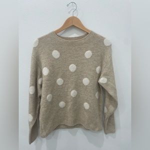 H&M polka dot beige soft sweater size small in like new condition.